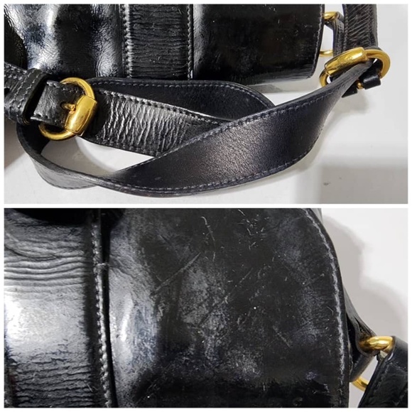 Authentic Gucci Vintage Patent Wave Flap Shoulder Bag Black - Picture 8 of 15